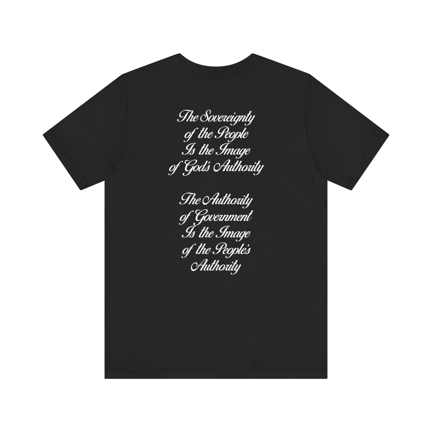 We the Sovereign People and American Bald Eagle, Text in White, on a Black or Royal Blue Shirt